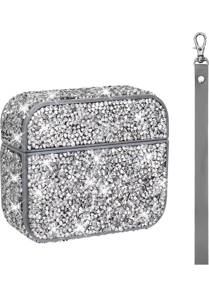 Apple Airpods Pro 1. / 2. Nesil ile Uyumlu Kılıf Şık Simli Şeffaf Bilek Askı Aparatlı Case 45