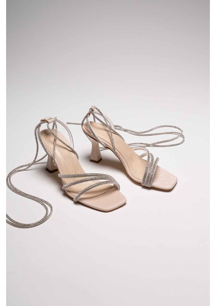 South Bej Taşlı Kadın Topuklu Sandalet modelleri