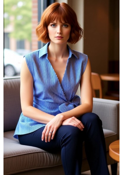 Kadın Çizgili Kolsuz Gömlek Yaka Bluz Bağlama Detaylı ve Şık Tasarım Kaliteli Şık Rahat fiyatları