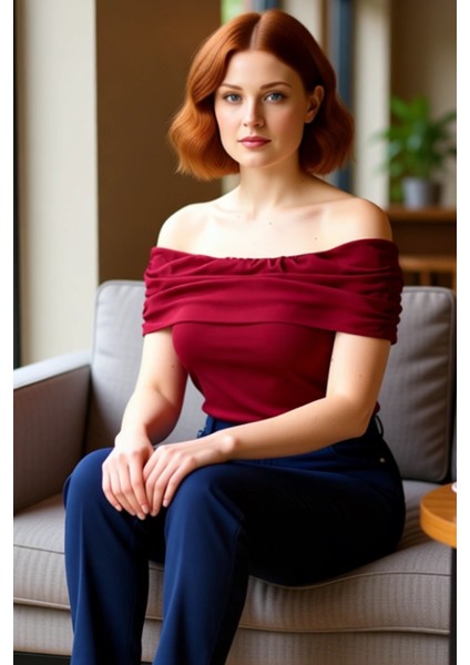 Kadın Örme Carmen Yaka Bluz Büyük Beden Konforu ve Şıklığı Bir Arada Sunar Kaliteli Şık Rahat