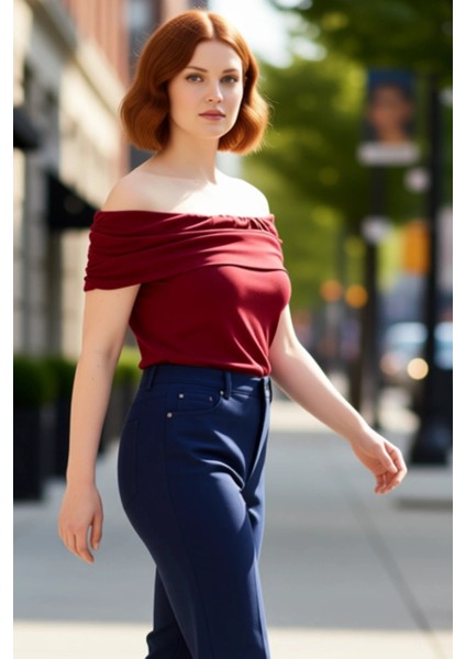 Kadın Örme Carmen Yaka Bluz Büyük Beden Konforu ve Şıklığı Bir Arada Sunar Kaliteli Şık Rahat fırsatları