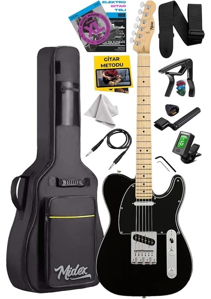 TLX-50BK Tele Kasa Maple Klavye 2 Single-Coil Manyetik Elektro Gitar