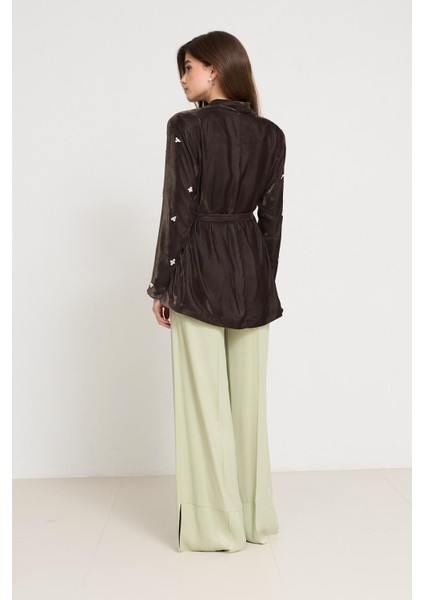 Haki Taş ve Yaka Detaylı Bağlamalı Ceket indirimleri