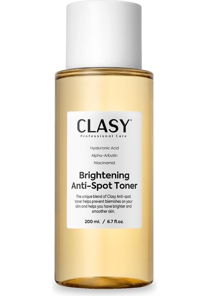 Clasycare Aydınlatıcı Yüz Toniği – Hyaluronik Asitli Nemlendirici Leke Karşıtı – Sivilce Izleri Için Tonik – Hassas ve Yağlı Ciltler Için Nazik Bakım – Gözenek Sıkılaştırıcı Cilt Ürünü, 200 ml