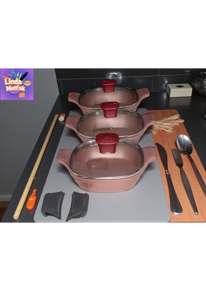 6 Parça Kendinden Kulplu Döküm Sahan Seti Rose Gold indirimleri