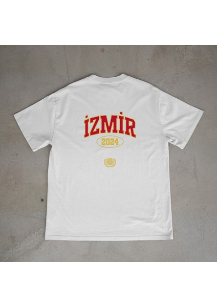 Izmir Tasarım Baskılı Beyaz Oversize T-Shirt