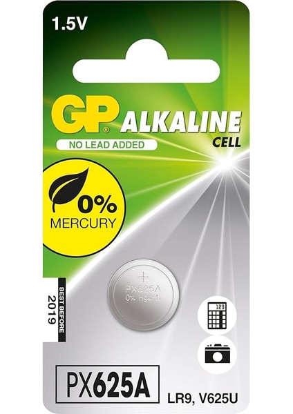 Batteries GPPX625A Alkalin PX625A/LR9 Boy Pil, 1.5 Volt, Tekli Kart