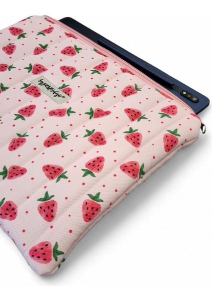 Çilekli Pembe iPad Tablet Çantası, 10-12 Inç Uyumlu fırsatları