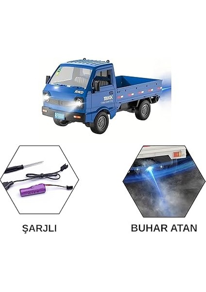 Kumandalı Rc Kamyonet, Işıklı, Buhar Atan, Şarjlı Iş Makinesi Araç Yük Taşıma Aracı Kamyonet (Mavi) fiyatları