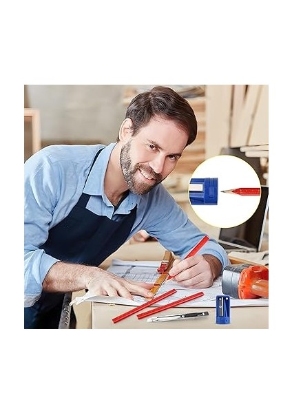 60 Adet Marangoz Kalemi, Kırmızı Sekizgen Kurşun Kalem, Şantiye, 175 mm Kalın Çekirdekli Yapı Kalemi, Marangoz Kalemtıraşlı Marangoz Kurşun Kalem, Marangozluk Çizimleri Için indirimleri