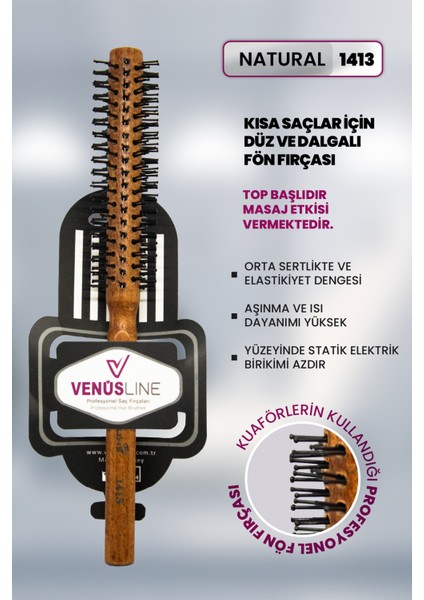 Venüsline Professional 1413 – Kısa Saçlar Için Fön ve Dalga Şekillendirme Fırçası