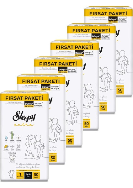 Sleepy Extra Günlük Aktivite Fırsat Paketi Bebek Bezi 1 Numara Newborn 300 Adet