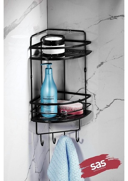 Haus Yapışkanlı Ömür Boyu Paslanmaz Kristal Ayarlanabilir Raf Banyo Düzenleyici Şampuanlık Lk-02 Sssk