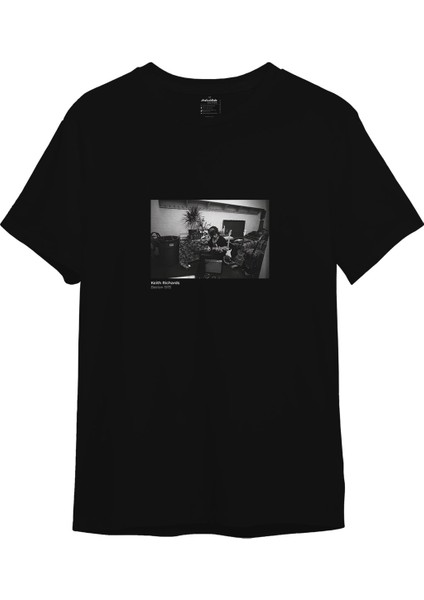 Keith Richards Boston 1975 Tişört - Siyah