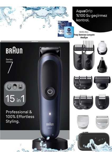 Hepsi Bir Arada Series 7, 15'i 1 Arada Tıraş Kiti, Problade, Autosense, AIO7580+TAŞIMA Çantası (Onerous )