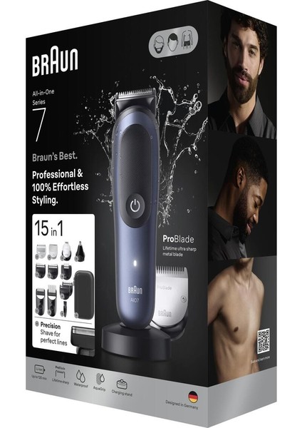 Hepsi Bir Arada Series 7, 15'i 1 Arada Tıraş Kiti, Problade, Autosense, AIO7580+TAŞIMA Çantası (Onerous )