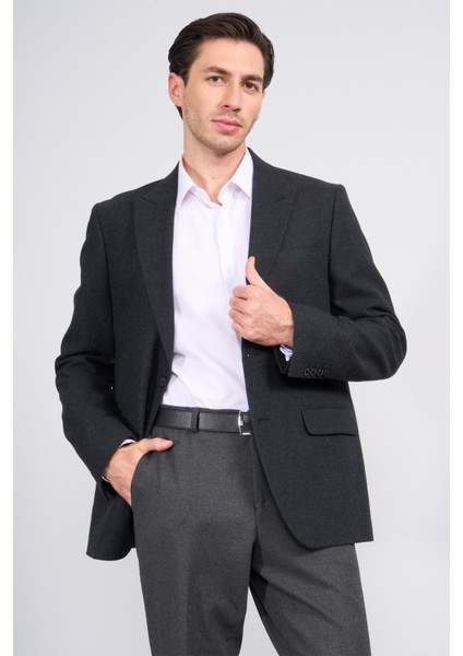 4648 Erkek Kırlangıç Yaka 6 Drop Siyah Tek Ceket