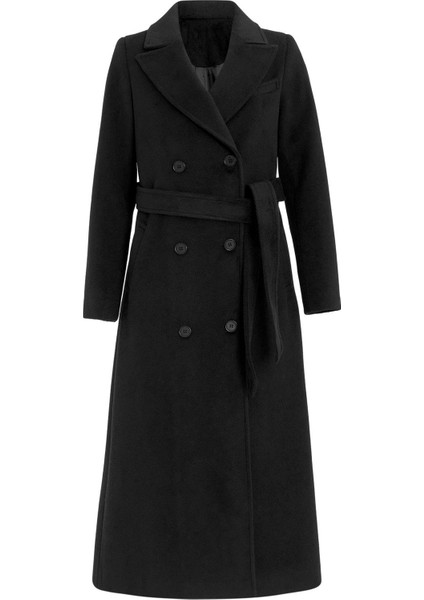 Ceket Yaka Kruvaze Ara Boy Kaban Siyah 3094