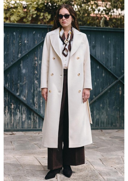 Ceket Yaka Kruvaze Ara Boy Kaban Ekru 3094