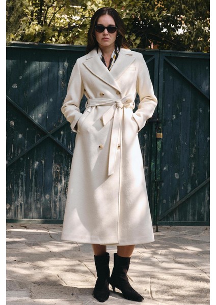 Ceket Yaka Kruvaze Ara Boy Kaban Ekru 3094