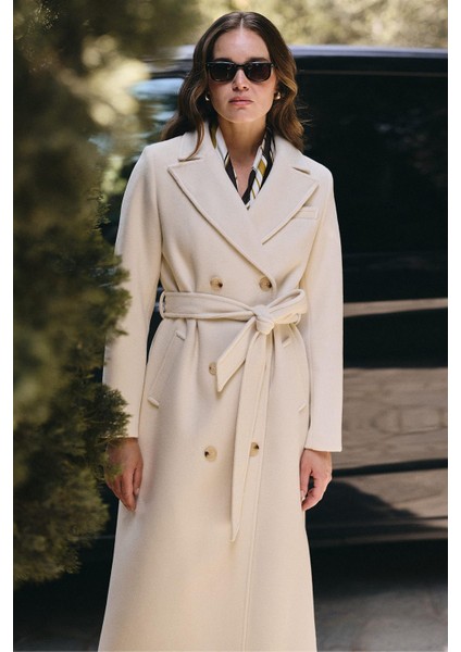 Ceket Yaka Kruvaze Ara Boy Kaban Ekru 3094