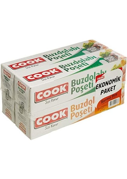 Cook Buzdolabı Poşeti 3+1 Ekonomik Paket Karma 2 Küçük Boy + 2 Orta Boy fiyatları