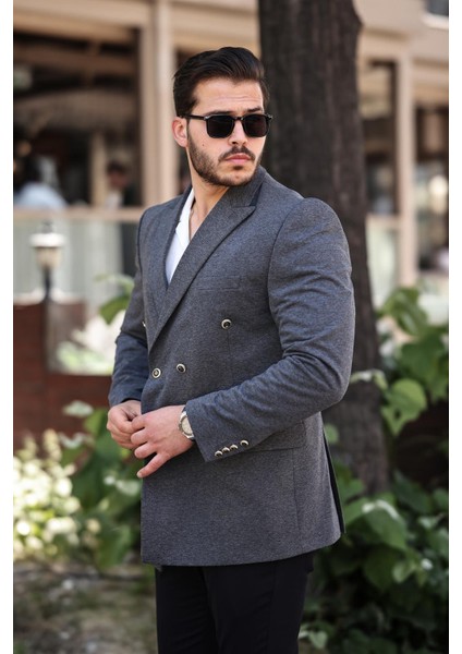 Erkek Slim Fit Penye Kumaş Kruvaze Ceket fiyatları