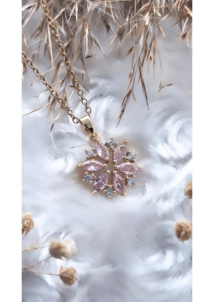 Yuvarlak Kar Tanesi Çelik Kolye