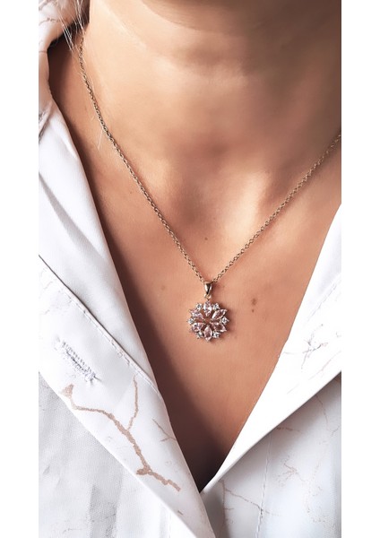 Yuvarlak Kar Tanesi Çelik Kolye fiyatları