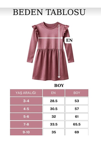 Kız Çocuk Uzun Kollu Fırfır Detaylı Kadife Elbise fiyatları