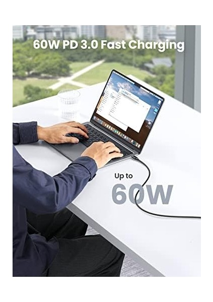 USB C To USB C 3A Hızlı Şarj ve Data Kablosu Siyah 2 Metre modelleri