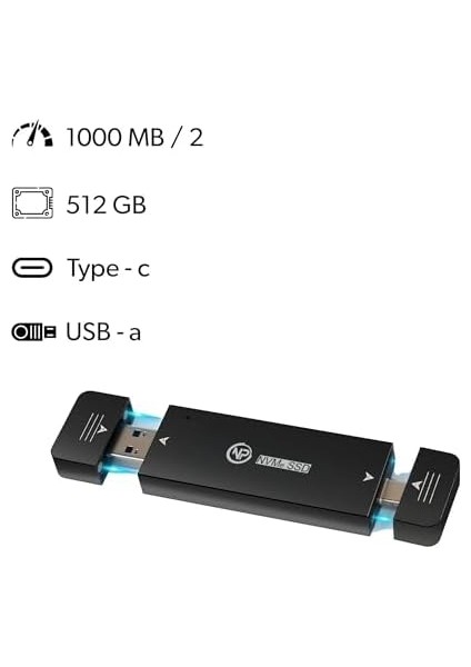 DK01 Nvme M.2 1000/900MB/S Usb-A/type-C Kablosuz Taşınabilir Harici SSD (Gb, 512) fiyatları