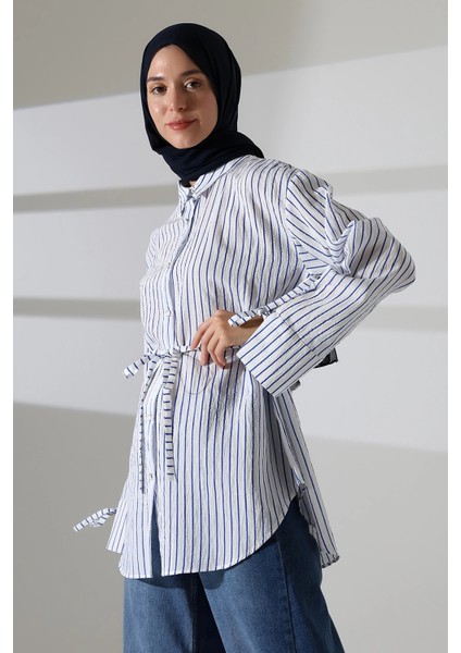 Kadın Modal Dokuma Kumaş Lacivert Tesettür Gömlek fırsatları