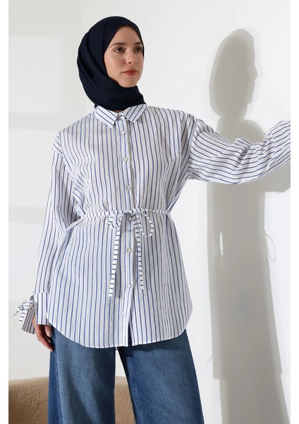 Kadın Modal Dokuma Kumaş Lacivert Tesettür Gömlek indirimleri