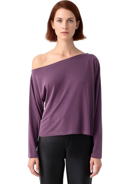 Stil Kadın %100 Modal Kumaş Rahat Kesim Bluz Regular Örme Relaxed Kalıp Tek Kol