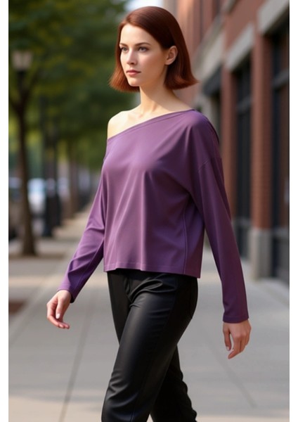 Stil Kadın %100 Modal Kumaş Rahat Kesim Bluz Regular Örme Relaxed Kalıp Tek Kol modelleri