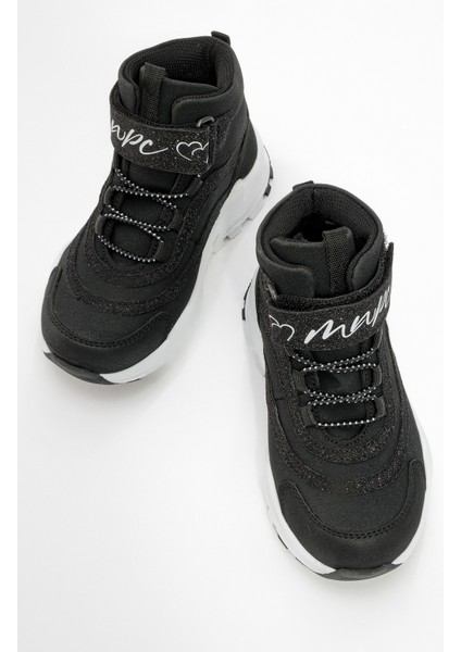 Kız Çocuk Siyah Suni Deri Suya Dayanıklı Anatomik Günlük Bot