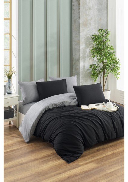 Royalcomfort Pamuklu Çift Taraflı Çift Kişilik Çarşafı Lastikli Nevresim Takımı