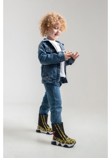 Erkek Çocuk Sarı Hakiki Deri Suya Dayanıklı Anatomik Günlük Bot