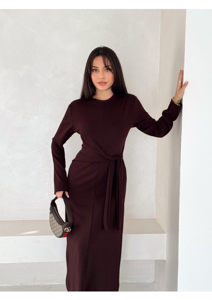 Yandan Bağlamalı Modal Kumaş Uzun Elbise modelleri