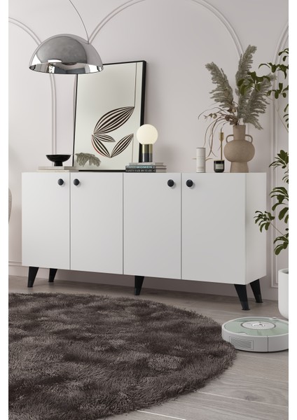 8198KB150 -1ct Konsol, Tv Ünitesi Beyaz -Siyah