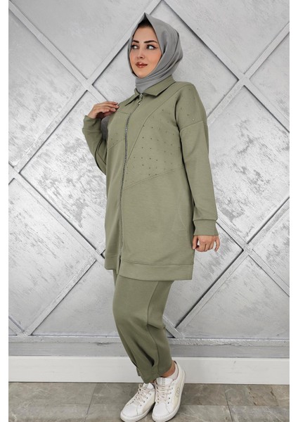 Kadın Taş Detaylı Tesettür Takım