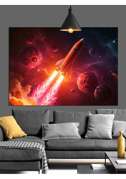 Fırlatılan Roket Uzay Sanatı Dekoratif Kanvas - Mdf Ahşap Tablo modelleri