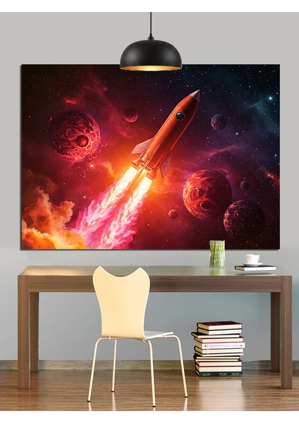 Fırlatılan Roket Uzay Sanatı Dekoratif Kanvas - Mdf Ahşap Tablo indirimleri