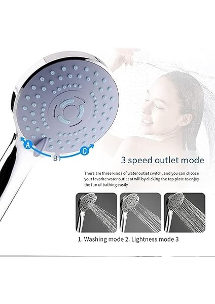 Cushy Yüksek Basınçlı 3 Fonksiyonlu Krom El Duşu - Su Tasarruflu Yağmur Etkili Duş Başlığı indirimleri