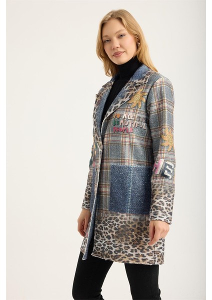 Uzun Ekose Yaldızlı Kalpli Ceket fiyatları