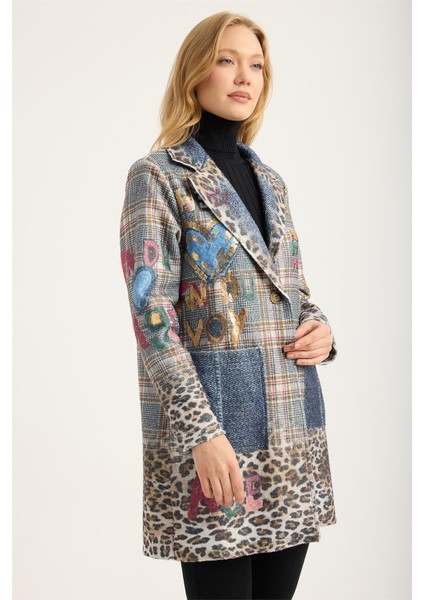 Uzun Ekose Yaldızlı Kalpli Ceket modelleri