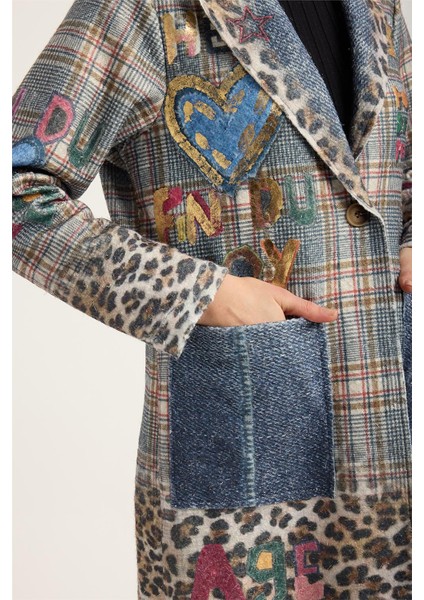 Uzun Ekose Yaldızlı Kalpli Ceket fırsatları