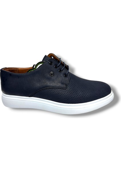 5150-26 Baskı Deri Bağcıklı Erkek Ayakkabı Lacivert Beyaz fiyatları
