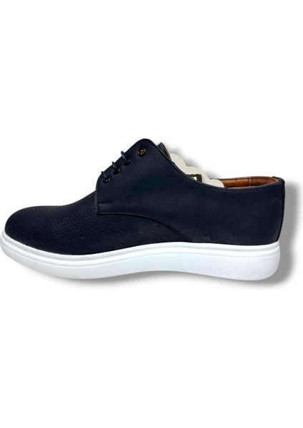5150-26 Baskı Deri Bağcıklı Erkek Ayakkabı Lacivert Beyaz modelleri